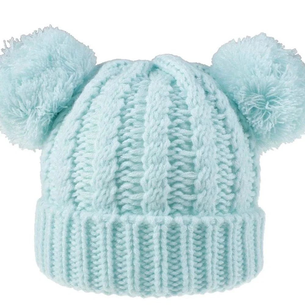 Turquoise Pom ball toddler winter hat